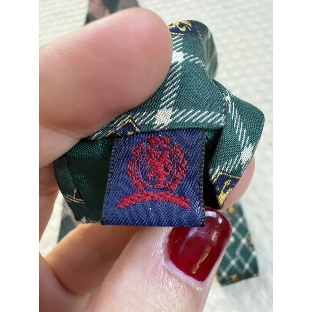 Tommy Hilfiger Italian Silk Patchwork‎ Tie Royal Crest Made in USA 4